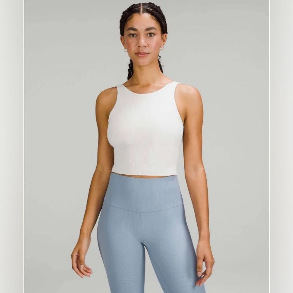 Lululemon Align Ribbed High Neck Tank Top - Size 6 - White Opal